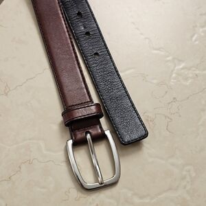 Cole Haan Men’s  Leather Belt Size 35/34 Brown/Silver buckle Made in India